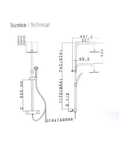 comprar Columna de ducha termostática Nuck Ø200. BD.7102T23.CH Buades de BUADES - Griferia