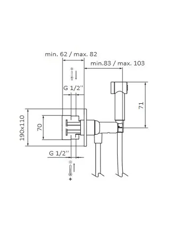 Grifo Intimixer Round termostático empotrado Flexo Fresh. Ref 08315320 GRB