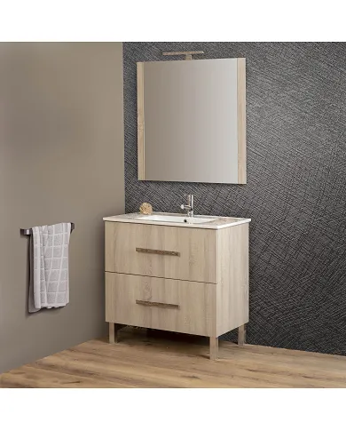 Mueble baño Malibu 100cm Britania G2 suspendido. Incluye: Lavabo + Espejo + Aplique. Accua