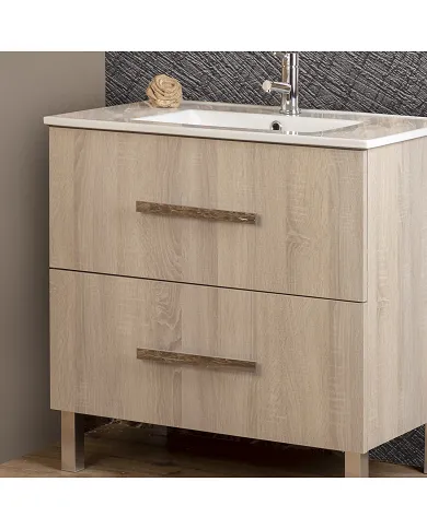 comprar Mueble baño Malibu 80cm Britania G2 suspendido. Incluye: Lavabo + Espejo + Aplique. Accua de ACCUA-BANO - Muebles de baño