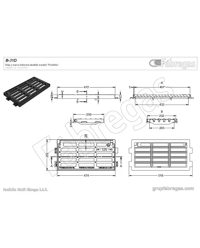 comprar Reja y marco fundición Portofino 46x23cm C 250. B-31D Fábregas de FUNDICIÍN-DUCTIL-FABREGAS - Fundicion comprar Reja y marco fundición Portofino 46x23cm C 250. B-31D Fábregas de FUNDICIÍN-DUCTIL-FABREGAS - Fundicion