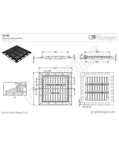 comprar Reja y marco fundición 50x50cm 250. D-12C Fábregas de FUNDICIÍN-DUCTIL-FABREGAS - Fundicion comprar Reja y marco fundición 50x50cm 250. D-12C Fábregas de FUNDICIÍN-DUCTIL-FABREGAS - Fundicion