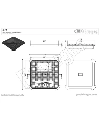 comprar Tapa y marco fundición 30x30cm B-125. D-14 Fábregas de FUNDICIÍN-DUCTIL-FABREGAS - Fundicion comprar Tapa y marco fundición 30x30cm B-125. D-14 Fábregas de FUNDICIÍN-DUCTIL-FABREGAS - Fundicion