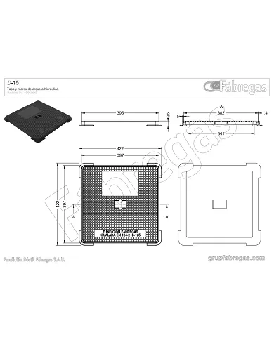 comprar Tapa y marco fundición 40x40cm B-125. D-15 Fábregas de FUNDICIÍN-DUCTIL-FABREGAS - Fundicion comprar Tapa y marco fundición 40x40cm B-125. D-15 Fábregas de FUNDICIÍN-DUCTIL-FABREGAS - Fundicion