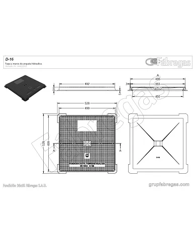comprar Tapa y marco fundición 50x50cm B-125. D-16 Fábregas de FUNDICIÍN-DUCTIL-FABREGAS - Fundicion comprar Tapa y marco fundición 50x50cm B-125. D-16 Fábregas de FUNDICIÍN-DUCTIL-FABREGAS - Fundicion
