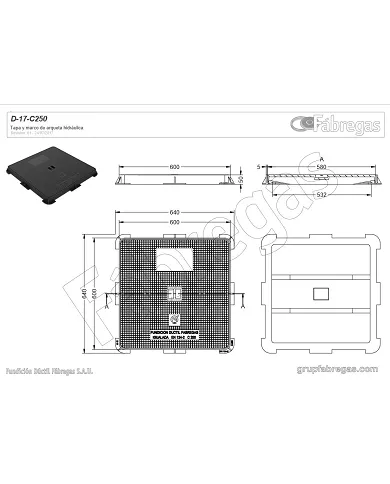 comprar Tapa y marco fundición 60x60cm C-250. D-17-C250 Fábregas de FUNDICIÍN-DUCTIL-FABREGAS - Fundicion comprar Tapa y marco fundición 60x60cm C-250. D-17-C250 Fábregas de FUNDICIÍN-DUCTIL-FABREGAS - Fundicion