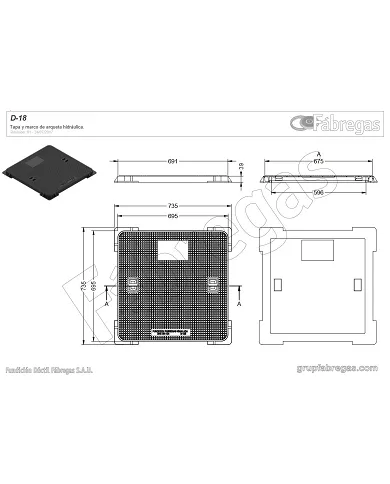 comprar Tapa y marco fundición 70x70cm B-125. D-18 Fábregas de FUNDICIÍN-DUCTIL-FABREGAS - Fundicion comprar Tapa y marco fundición 70x70cm B-125. D-18 Fábregas de FUNDICIÍN-DUCTIL-FABREGAS - Fundicion