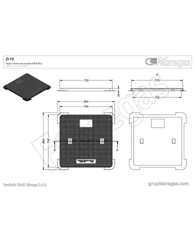 comprar Tapa y marco fundición 80x80cm. D-19 B-125 Fábregas de FUNDICIÍN-DUCTIL-FABREGAS - Fundicion comprar Tapa y marco fundición 80x80cm. D-19 B-125 Fábregas de FUNDICIÍN-DUCTIL-FABREGAS - Fundicion