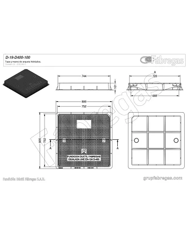 comprar Tapa y marco fundición 80x80cm D-400. D-19-D400-100 Fábregas de FUNDICIÍN-DUCTIL-FABREGAS - Fundicion comprar Tapa y marco fundición 80x80cm D-400. D-19-D400-100 Fábregas de FUNDICIÍN-DUCTIL-FABREGAS - Fundicion