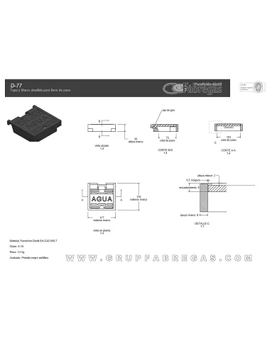 comprar Tapa abatible aguas fundición 12x12cm. D-77 Fábregas de FUNDICIÍN-DUCTIL-FABREGAS - Fundicion comprar Tapa abatible aguas fundición 12x12cm. D-77 Fábregas de FUNDICIÍN-DUCTIL-FABREGAS - Fundicion
