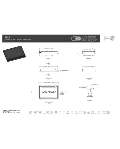 comprar Trampilla agua potable 22.5x15cm. TR-4 Fábregas de FUNDICIÍN-DUCTIL-FABREGAS - Fundicion comprar Trampilla agua potable 22.5x15cm. TR-4 Fábregas de FUNDICIÍN-DUCTIL-FABREGAS - Fundicion