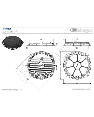 comprar Tapa y marco fundición abastecimiento Ø600 D400. R-100-SB Fábregas de FUNDICIÍN-DUCTIL-FABREGAS - Fundicion comprar Tapa y marco fundición abastecimiento Ø600 D400. R-100-SB Fábregas de FUNDICIÍN-DUCTIL-FABREGAS - Fundicion