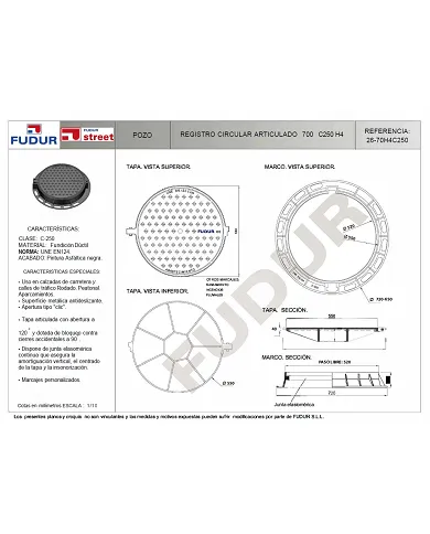 comprar Tapa y marco fundición Ø600 C-250. Fudur de FUDUR - Fundicion comprar Tapa y marco fundición Ø600 C-250. Fudur de FUDUR - Fundicion