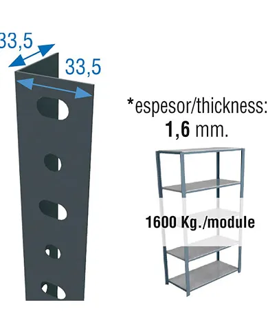 comprar Ángulo ranurado. Perfil Sclassic P/35 2500mm gris. Simon Rack de SIMON - Estanterías comprar Ángulo ranurado. Perfil Sclassic P/35 2500mm gris. Simon Rack de SIMON - Estanterías