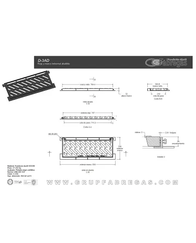 comprar Reja y marco fundición IMPU Diagonal 80x34cm C250. D-3AD Fábregas de - Fundicion comprar Reja y marco fundición IMPU Diagonal 80x34cm C250. D-3AD Fábregas de - Fundicion