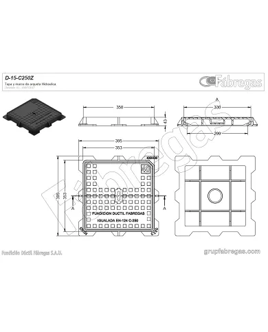 comprar Tapa y marco de arqueta hidráulica en fundición 40x40cm. D-15 C-250Z Fábregas de - Fundicion comprar Tapa y marco de arqueta hidráulica en fundición 40x40cm. D-15 C-250Z Fábregas de - Fundicion
