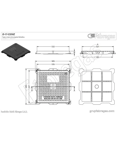 comprar Tapa y marco de arqueta hidráulica en fundición 60x60cm. D-17 C-250Z Fábregas de - Fundicion comprar Tapa y marco de arqueta hidráulica en fundición 60x60cm. D-17 C-250Z Fábregas de - Fundicion