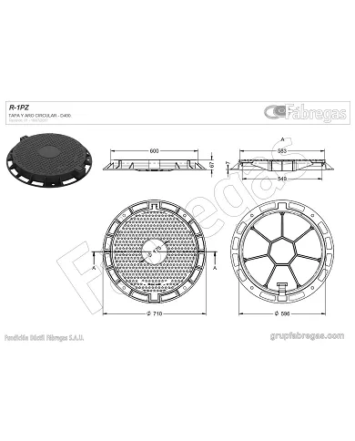 comprar Tapa y marco fundición Ø60cm. R-1PZ Fábregas de - Inicio