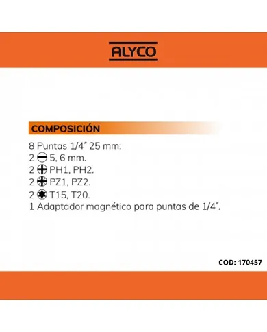 comprar Juego Portapuntas + 9 Puntas + Adaptador magnético. 170457 Alyco Orange de ALYCO-HR - Conjuntos y sets comprar Juego Portapuntas + 9 Puntas + Adaptador magnético. 170457 Alyco Orange de ALYCO-HR - Conjuntos y sets