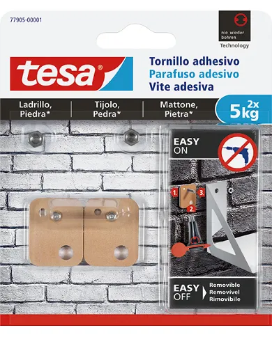 comprar 1 Blister de 2 Tornillos adhesivos para piedra. Sujeción hasta 5Kg. Triangular o cuadrado. Tesa Venta en packs del 6 blísters de TESA-TAPE - Cintas adhesivas comprar 1 Blister de 2 Tornillos adhesivos para piedra. Sujeción hasta 5Kg. Triangular o cuadrado. Tesa Venta en packs del 6 blísters de TESA-TAPE - Cintas adhesivas