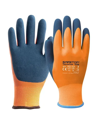 comprar Par de Guantes de látex impermeable con forro antifrío Thermofoam. G308 Safetop (Venta en packs de 12 pares) de SAFETOP - Guantes