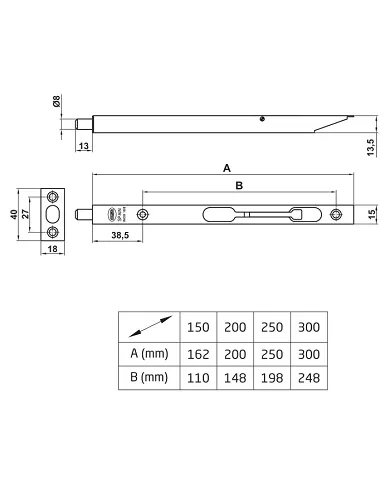 comprar 1 Pasador inox 18/8 200mm. Mod 1401 Amig de AMIG - Pernios, bisagras y pasadores