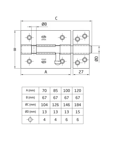 comprar 1 Pasador acero bicromatado 85mm. Mod 454 Amig de AMIG - Pernios, bisagras y pasadores