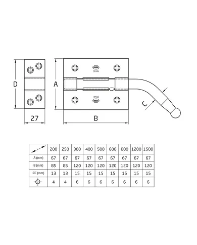 comprar 1 Pasador acero bicromatado 300mm. Mod 320 Amig de AMIG - Pernios, bisagras y pasadores