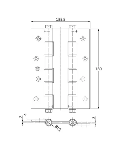 comprar 1 Bisagra doble acción aluminio plata 180mm Canto cuadrado con remate. Mod. 3035 Amig de AMIG - Pernios, bisagras y pasadores