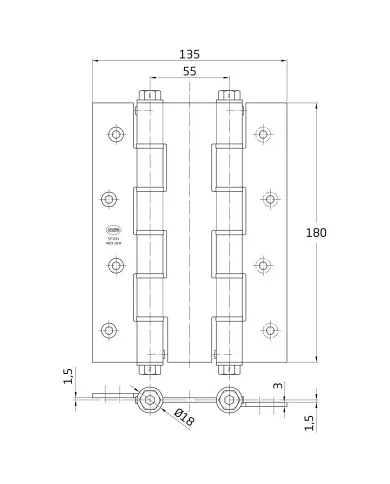 comprar 1 Bisagra doble acción inox 18/8 180mm Canto cuadrado. Mod. 3033 Amig de AMIG - Pernios, bisagras y pasadores
