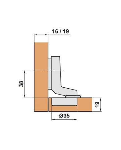 comprar 1 Bisagra super acodada de acero niquelado Ø35mm Apertura rápida. Mod 4200 Amig de AMIG - Pernios, bisagras y pasadores