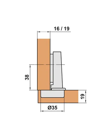 comprar 1 Bisagra cazoleta recta de acero niquelado con pestillo de apertura rápida Ø35mm. Mod 4000 Amig de AMIG - Pernios, bisagras y pasadores