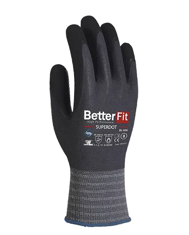 comprar Par de guantes térmicos con recubrimiento y dots de nitrilo con Betterfit Superdot. BL008 3L (Venta en packs de 12) de - Guantes
