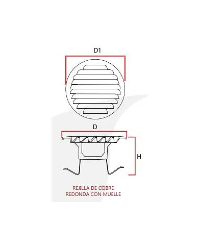 comprar Rejilla de ventilzación de cobre redoda con muelle Ø120. GR120/160-01 Odem de - Rejillas Ventilacion comprar Rejilla de ventilzación de cobre redoda con muelle Ø120. GR120/160-01 Odem de - Rejillas Ventilacion