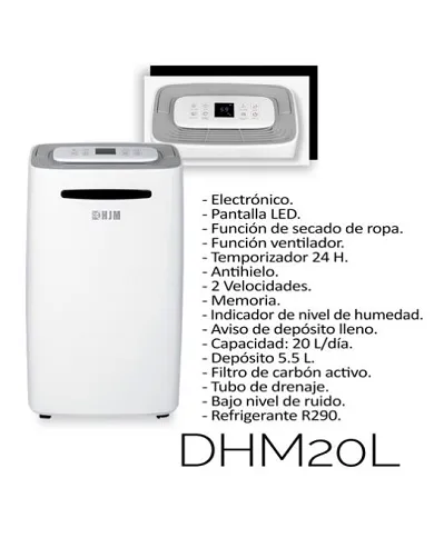 comprar Deshumificador electrónico 20 litros con pantalla led 320W. DHM20L HJM de HJM - Deshumidificadores