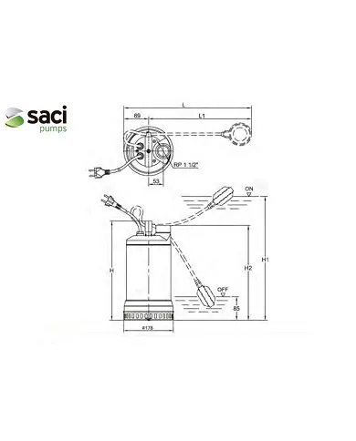 comprar Bomba sumergible para drenaje de aguas fecales 1Hp 0.75Kw. DRX 10M Aut Saci de SACI - Bombas de agua y accesorios