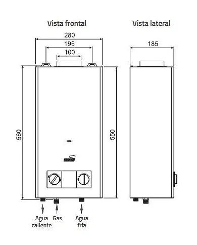 comprar Calentador atmosférico Low NOX (Bajas emisiones) Gas butano. CAMI 6 litros. Cointra de - Canalizacion Caldera Calentado
