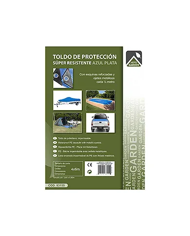 comprar Hepoluz Toldo impermeable polietileno reforzado 6x10m 12x12 200g/m² Azul/Plata. Hepoluz de Hepoluz - Varios