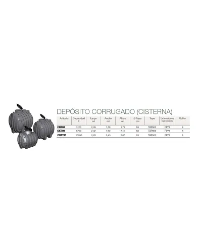 comprar Depósito de agua enterrar 5700 litros Cisterna corrugada. CI5700 Rototec de Rototec - Depositos Agua comprar Depósito de agua enterrar 5700 litros Cisterna corrugada. CI5700 Rototec de Rototec - Depositos Agua